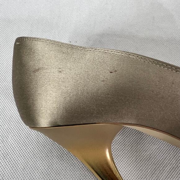 Stella McCartney Two Colors Satin Pumps Golden Metallic - Picture 9 of 14